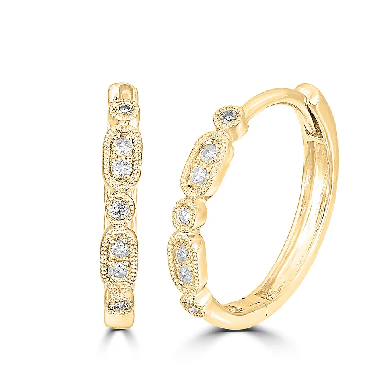 Cute Stud Earrings for Kids-14K Yellow Gold 1/10  Ct.Tw. Diamond  Stackable Hoop Earrings