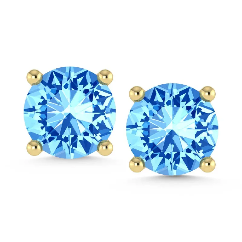 Bar Earrings for Minimalist Style-14K Yellow Gold Lab Grown Blue Diamond 1/5 Ct.Tw. Stud Earrings