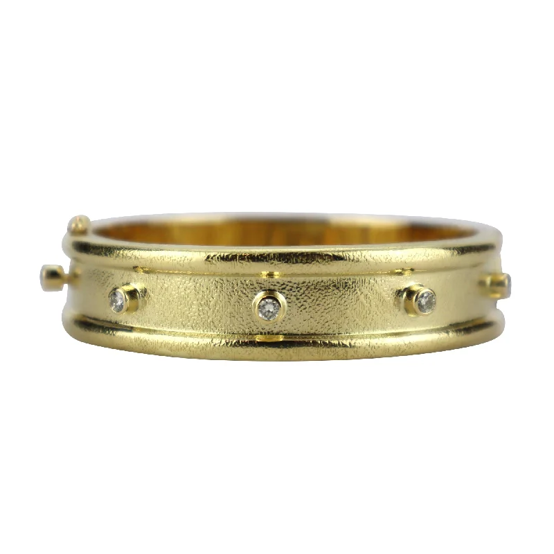 Custom Gold Bangle for Weddings with Initials-Bangle - Diamond