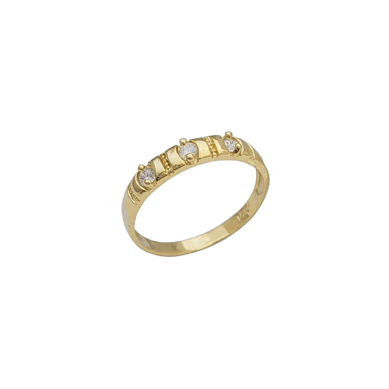 Classic Gold Ring with Elegant Finish-Zirconia Wedding Band Ring (14K)