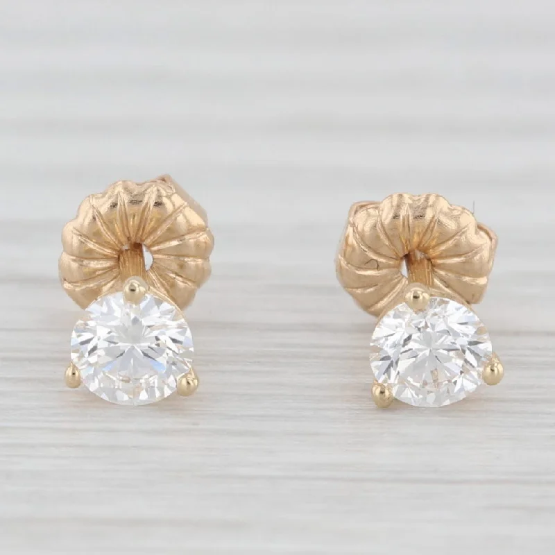 Gold Bar Earrings-New 0.50ctw VS Lab Created Diamond Stud Earrings 14k Gold Round Solitaire Studs