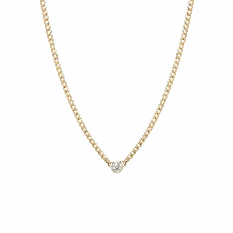 Custom Diamond Necklace for Brides-14k Gold 3mm Bezel set Diamond Necklace