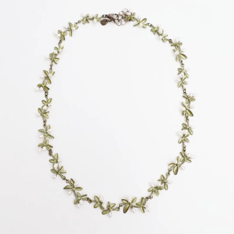 Classic Gemstone Pendant Necklace for Weddings-Flowering Thyme Collar Necklace