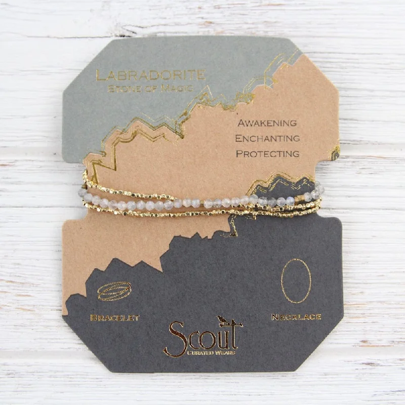 Luxury Gemstone Necklace for Brides-Scout Delicate Labradorite Wrap Bracelet and Necklace