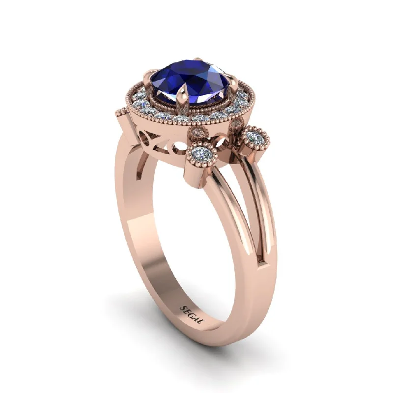 Simple Gemstone Wedding Band for Women-Radiant Sapphire Halo Gold Engagement Ring - Madilyn No. 14