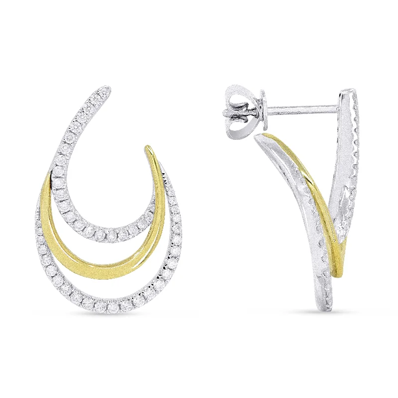 Sparkly Diamond Earrings-MODERN TWO-TONE GOLD DIAMOND EARRINGS, .56 CT TW