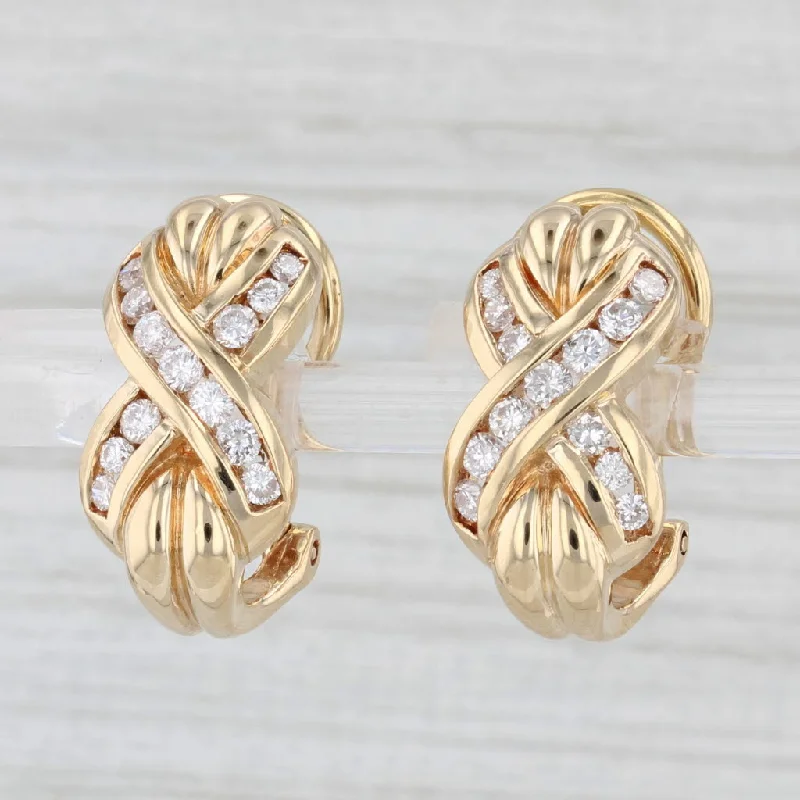 Glamorous Earrings for Weddings-0.66ctw Diamond X Drop Earrings 18k Yellow Gold Omega Backs