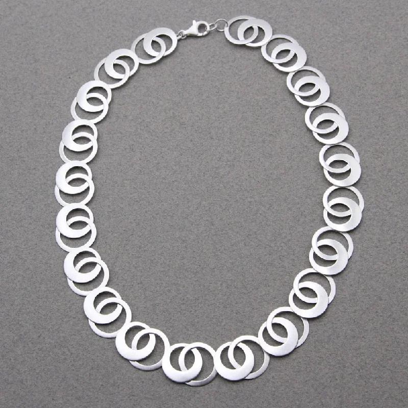 Simple Silver Necklace with Gemstones-Endless Circles Necklace