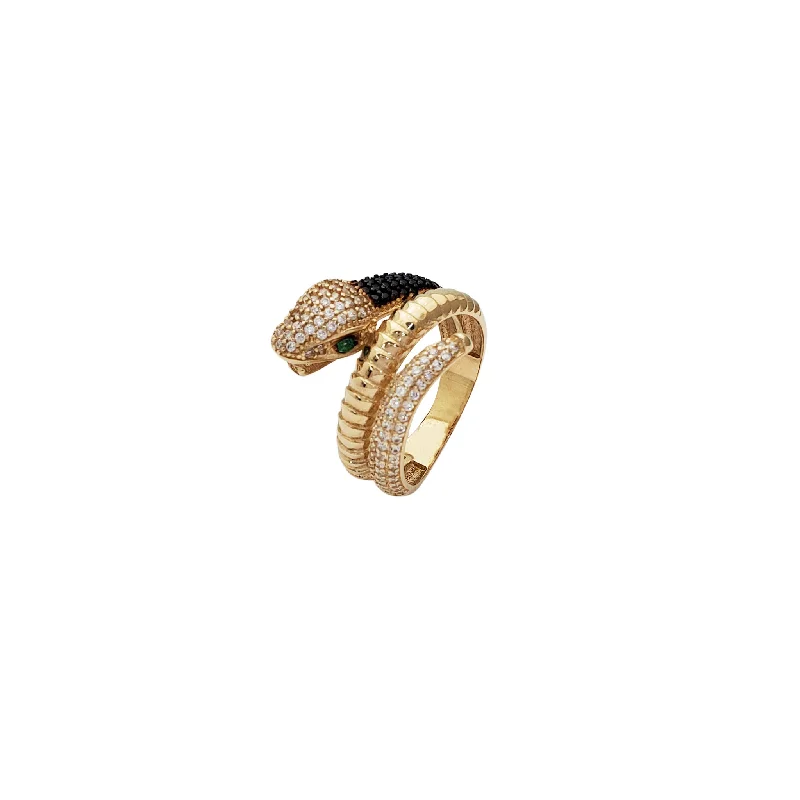 Trendy Multi-stone Ring for Fashionistas-Snake Roll CZ Ring (14K)