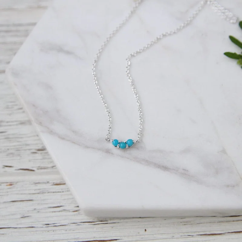 Adjustable Pendant Necklace for Versatility-Little Curved Turquoise Necklace