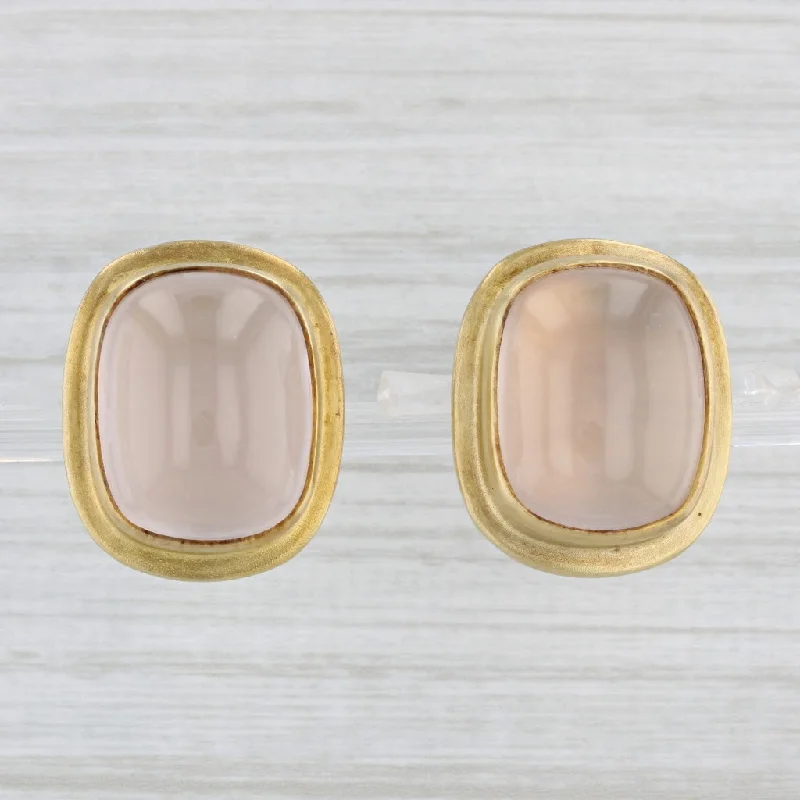 Pear Shaped Earrings-Rose Quartz Statement Earrings Gold Plated Sterling Silver Mark Spirito