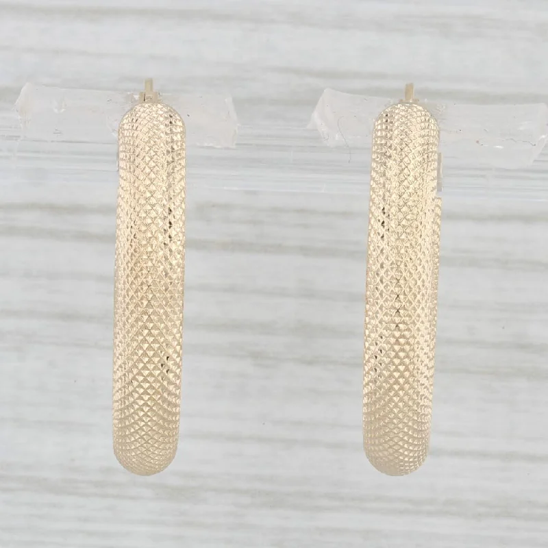 Fancy Wedding Earrings-Textured Hoop Earrings 14k Yellow Gold Snap Top Round Hoops