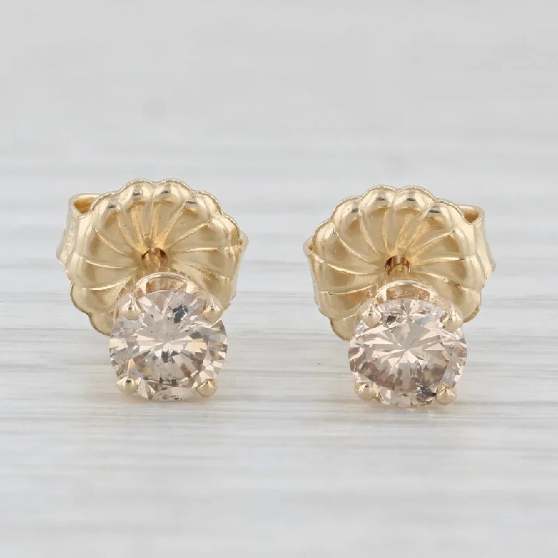 Antique Earrings for Collectors-0.70ctw Diamond Stud Earrings 14k Yellow Gold Round Solitaire Studs