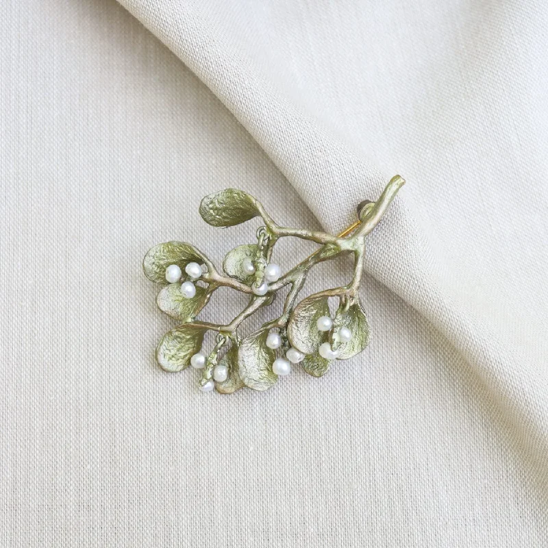 Simple Silver Brooch with Butterfly Wings-Mistletoe Brooch