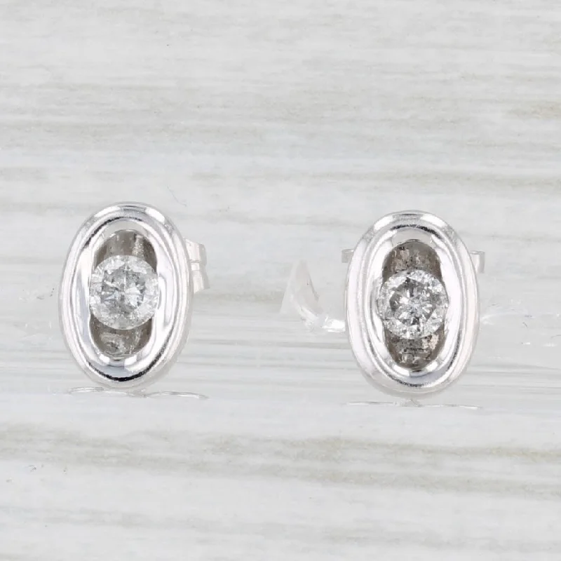 Custom Design Earrings-0.28ctw Round Diamond Solitaire Stud Earrings 10k White Gold