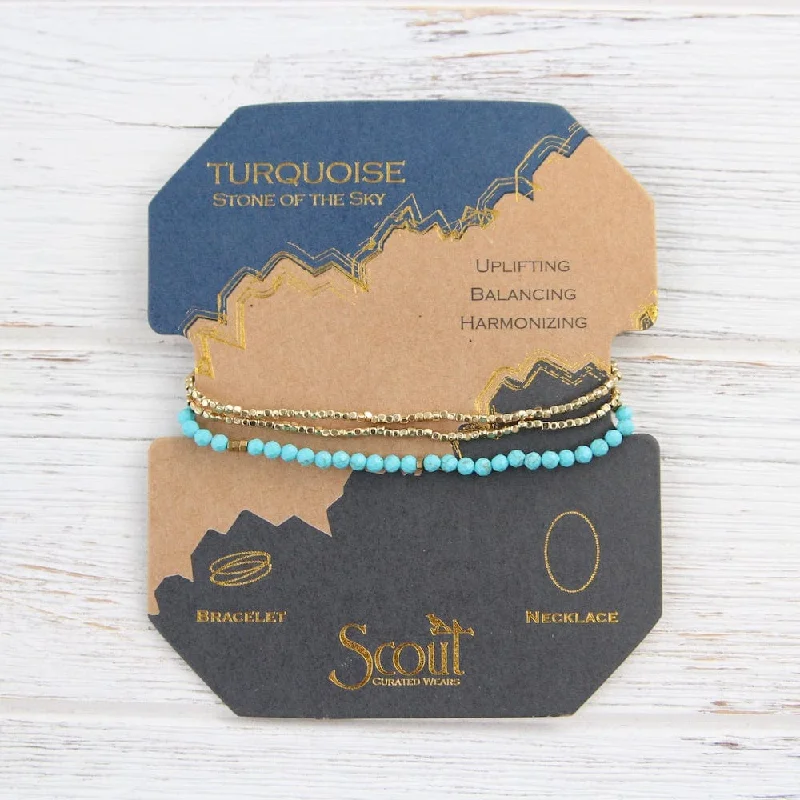 Vintage Crystal Necklace for Women-Scout Delicate Turquoise and Gold Wrap Bracelet and Necklace