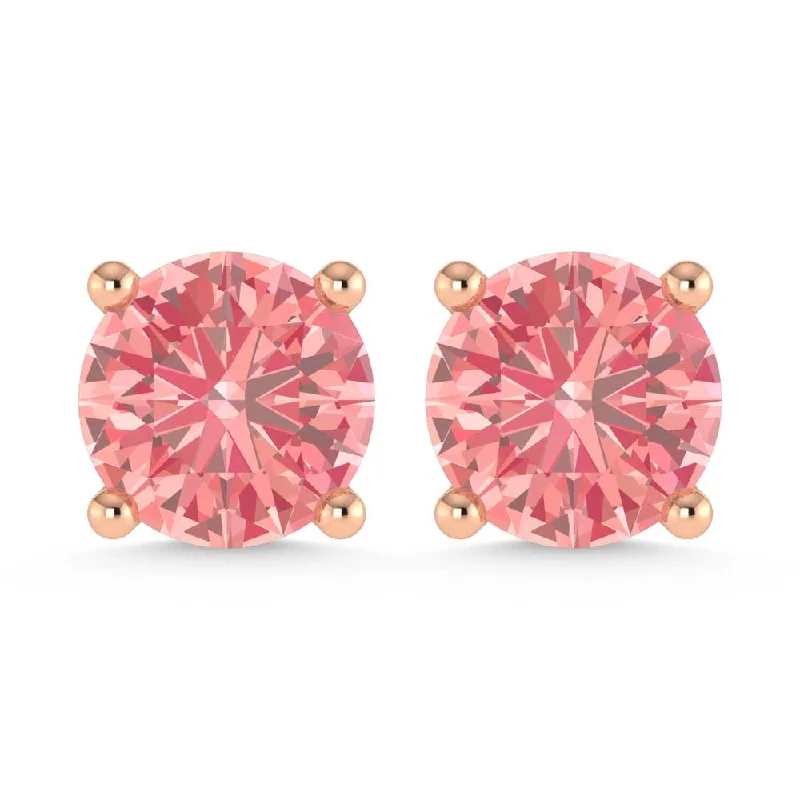 High-Quality Diamond Earrings-14K Rose Gold Lab Grown Pink Diamond 1 Ct.Tw. Stud Earrings