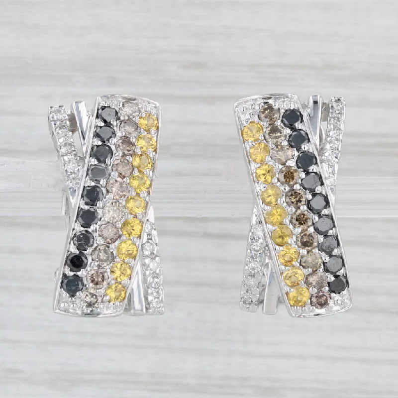 Gold Hoop Earrings-2.62ctw Multicolor Diamond X Earrings 14k White Gold Omega Backs