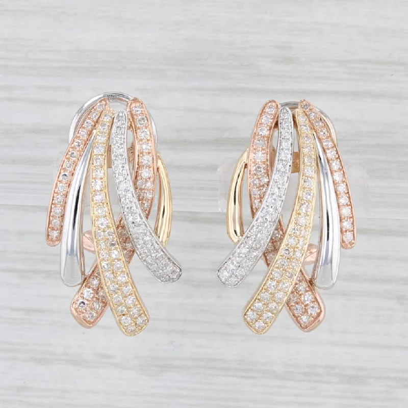 Glamorous Earrings for Weddings-0.52ctw Diamond Waterfall Drop Earrings 14k Yellow White Rose Gold Omega Backs