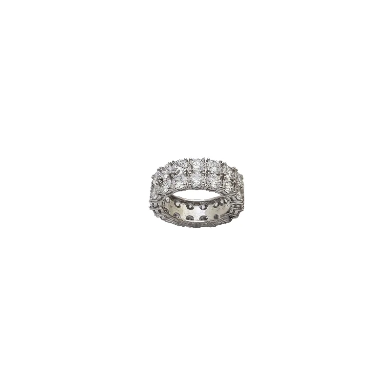 Unique Geometric Ring for Fashionistas-Two Tone Eternity Ring (Silver)