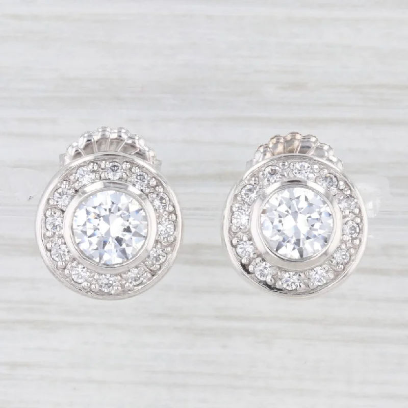 Big Hoop Earrings for Women-3.60ctw Round Cubic Zirconia Halo Sterling Silver Stud Earrings