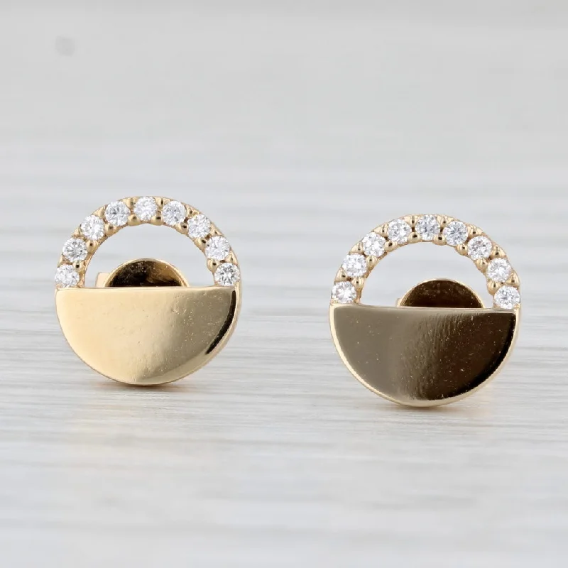 Heart Shaped Earrings-New Small 0.12ctw Diamond Circle Stud Earrings 14k Yellow Gold