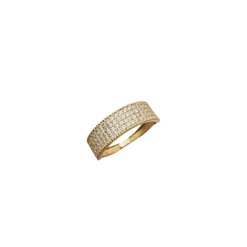 Fashionable Stackable Rings for Women-Zirconia Milgrain 4-Rows Band Ring (14K)