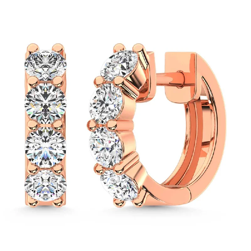 Dainty Earrings for Daily Wear-14K Rose Gold Lab Grown Diamond 1 1/2 Ct.Tw. Hoop Earrings