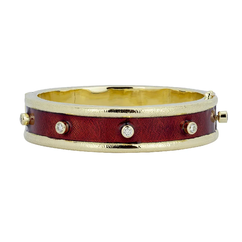 Elegant Gold Bangles with Custom Name Engraving-Bangle - Diamond (enamel)