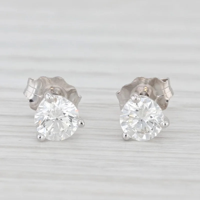 Mixed Metal Earrings-New 0.52ctw Diamond Solitaire Stud Earrings 18k White Gold