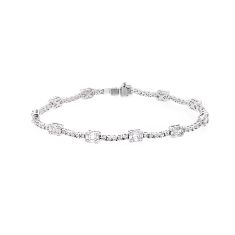 Simple Silver Bracelet with Custom Birthstone-2.71 ctw Diamond Bracelet