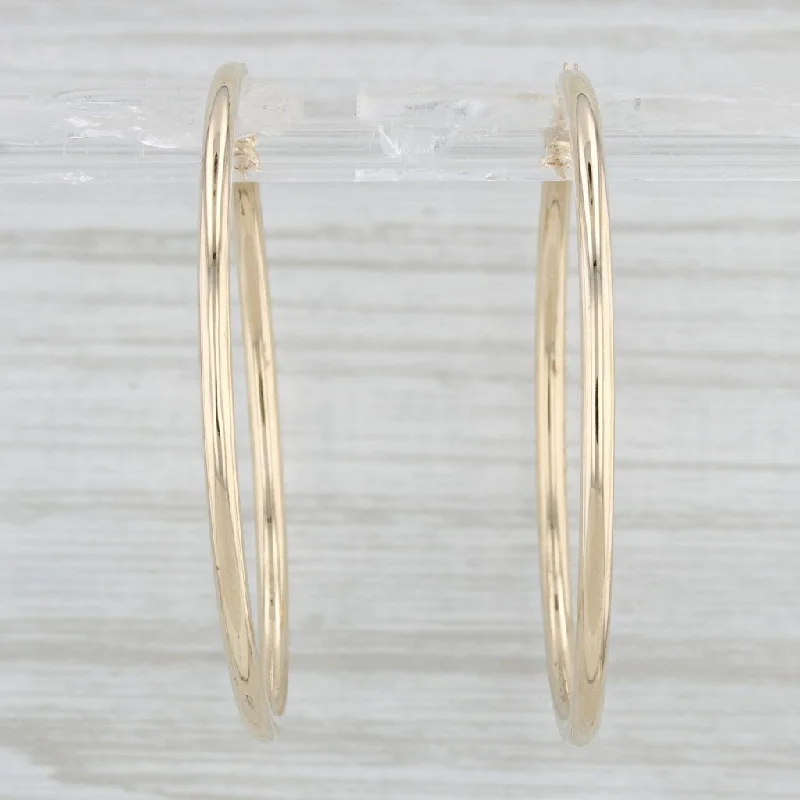 Classic Hoop Earrings-Round Hoop Earrings 14k Yellow Gold Snap Top Pierced Hoops