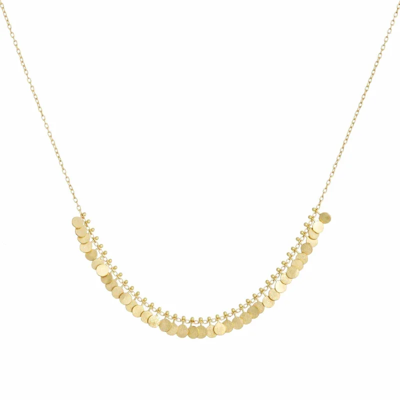 Classic Layered Necklace for Trendy Look-Yellow Gold Tiny Dots Arc Necklace