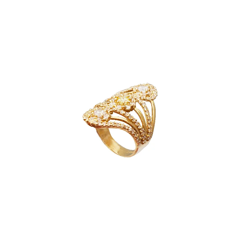 Luxury Gold Ring with Emerald Gemstone-Iced-Out Gypsy Ring (14K)