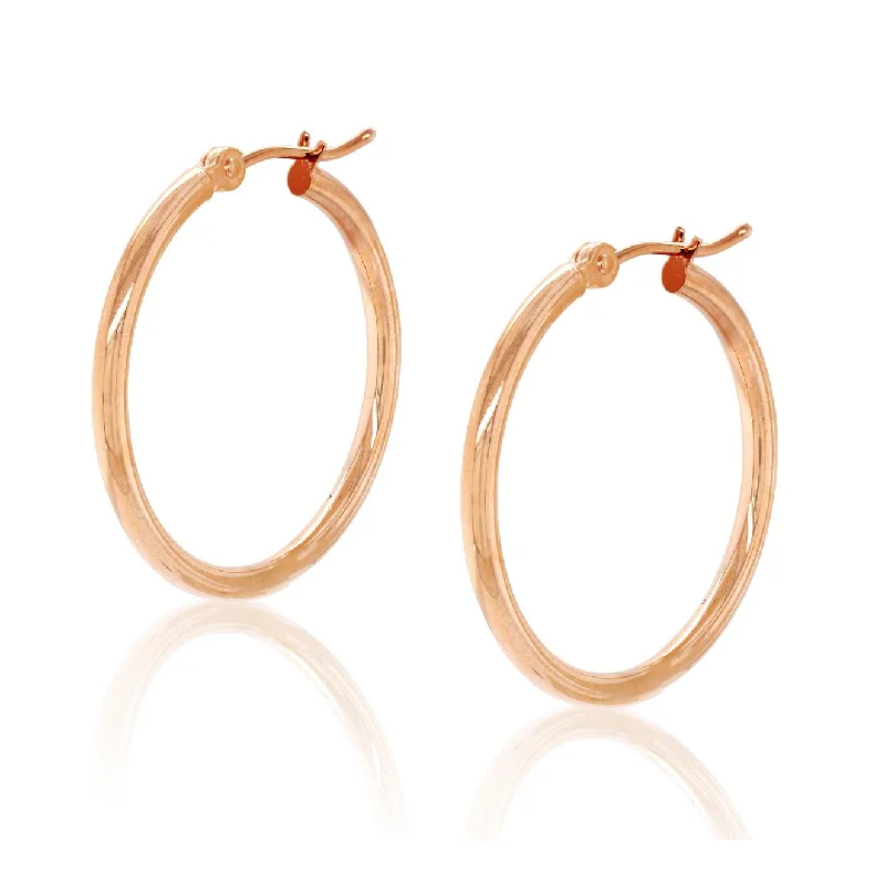 Chunky Earrings for Women-ROSE GOLD POLISHED HOOP EARRINGS, 20MM