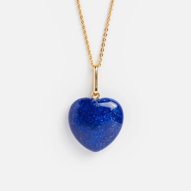 Classic Heart Pendant Necklace for Women-Gemma Lapis Heart Necklace