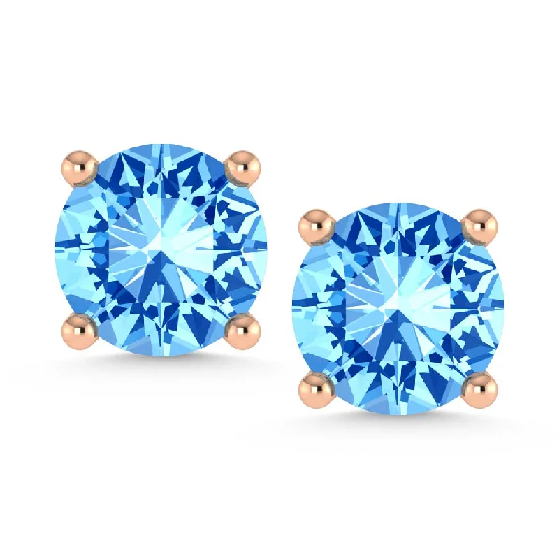 Bohemian Earrings for Festivals-14K Rose Gold Lab Grown Blue Diamond 1/2 Ct.Tw. Stud Earrings