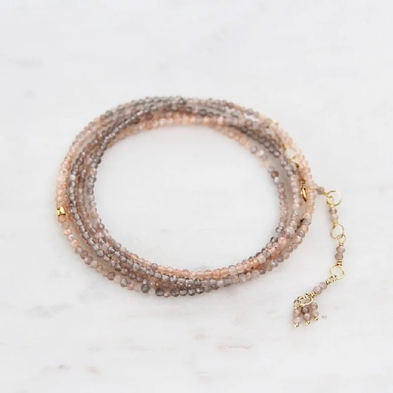 Dazzling Crystal Necklace for Night Out-Ombre Mink Wrap Bracelet & Necklace