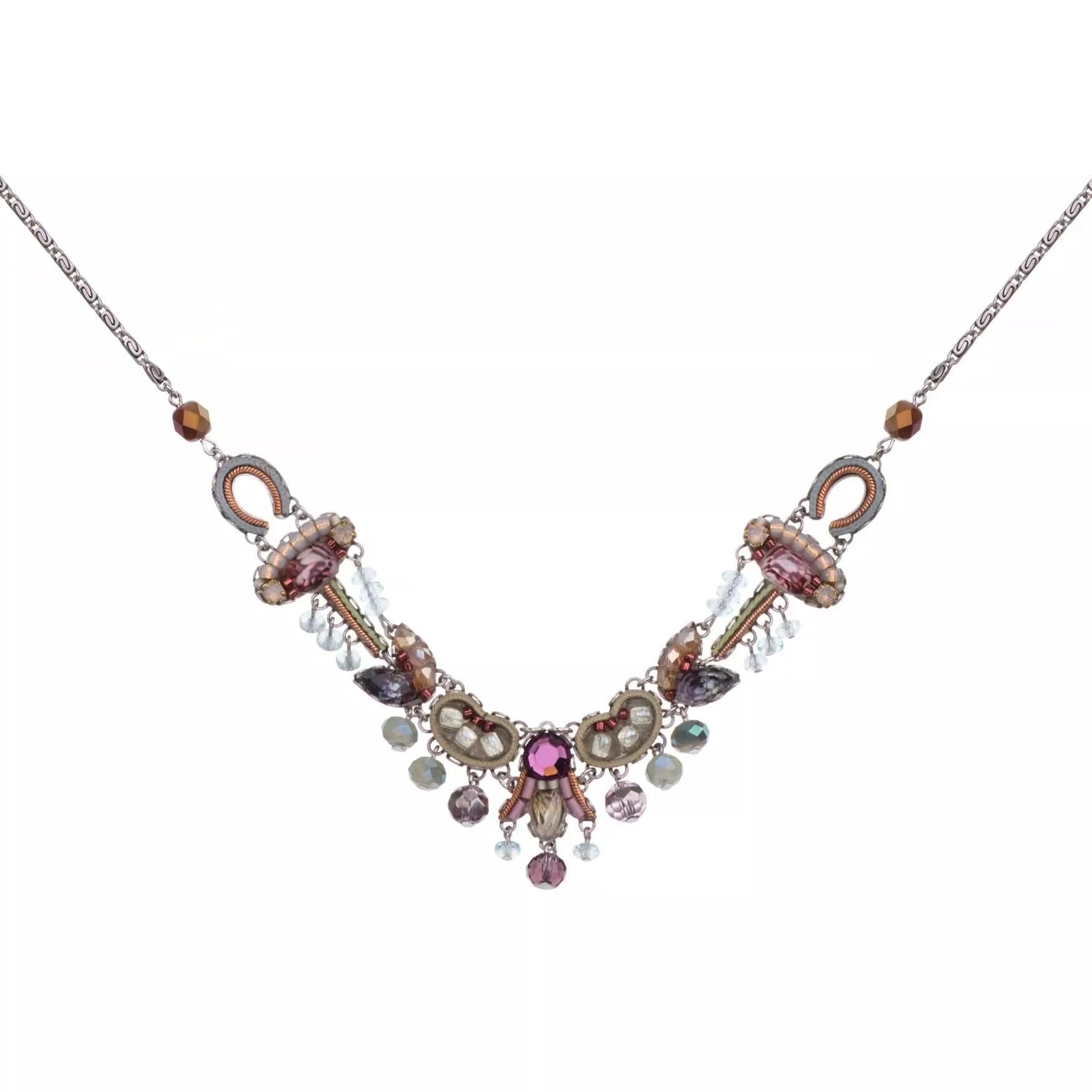 Multi-Layered Gold Necklace-Mystical Mauve Necklace