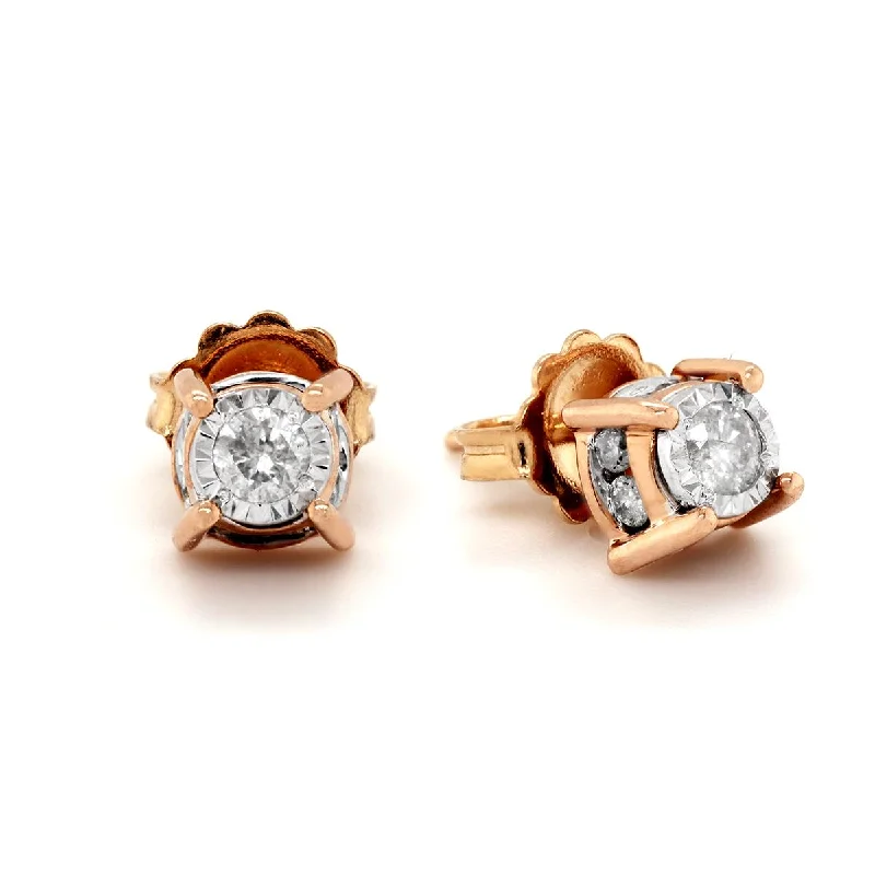 Natural Stone Earrings-ROSE GOLD DIAMOND STUD EARRINGS, 1/2 CT TW