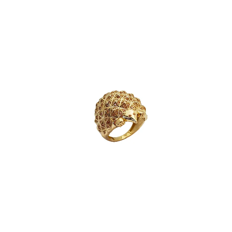 Fashionable Cocktail Ring with Bold Design-Hedgehog Pendant (14K)