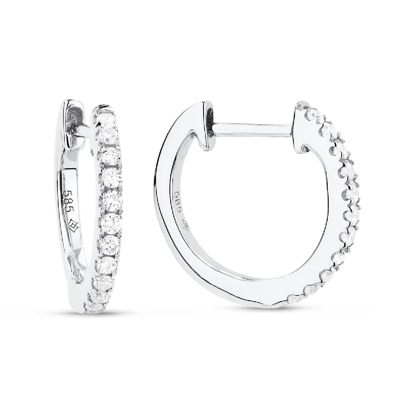 Silver Plated Earrings-WHITE GOLD AND DIAMOND HOOP EARRINGS, .14 CT TW