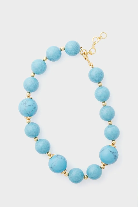 Long Gold Necklace with Charms-Turquoise Aerin Necklace