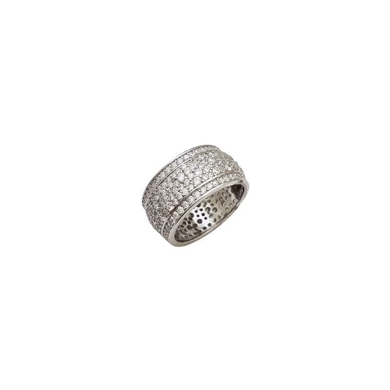 Classic Gold Ring with Minimalist Design-White CZ Eternity Ring (Silver)