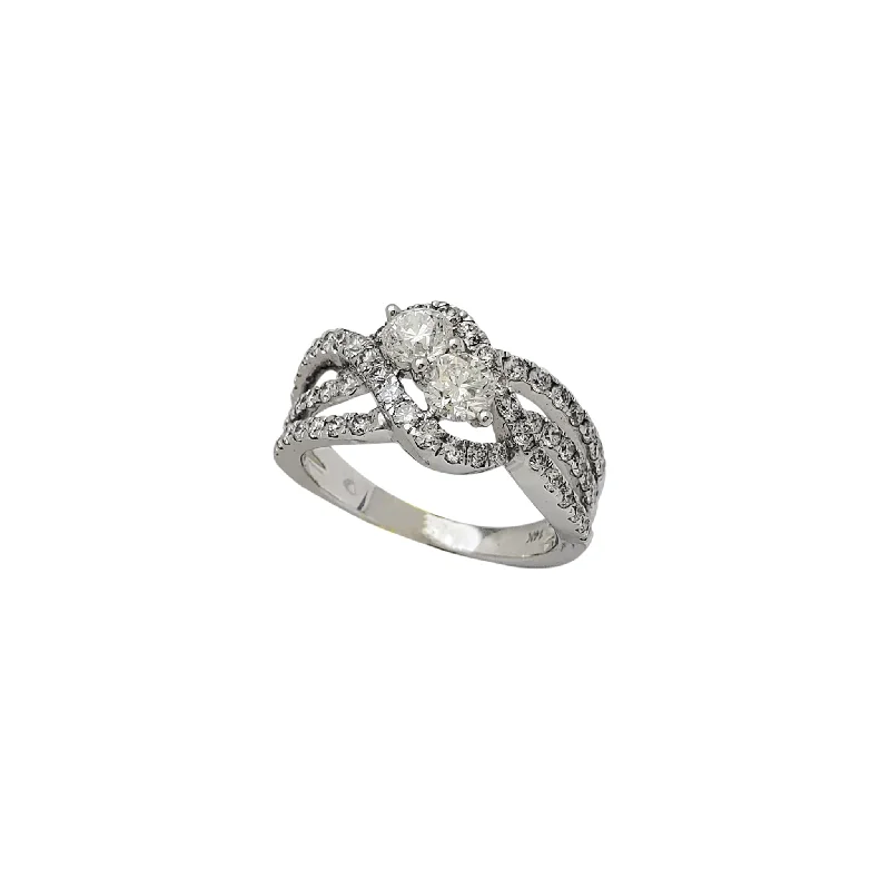 Designer Engagement Ring with Diamond-Diamond Intertwined Engagement Ring (14K)