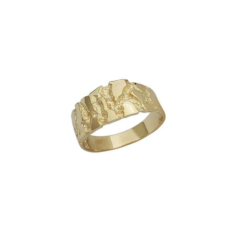 Custom Gold Ring for Anniversary-Borderless Nugget Signet Ring (14K)