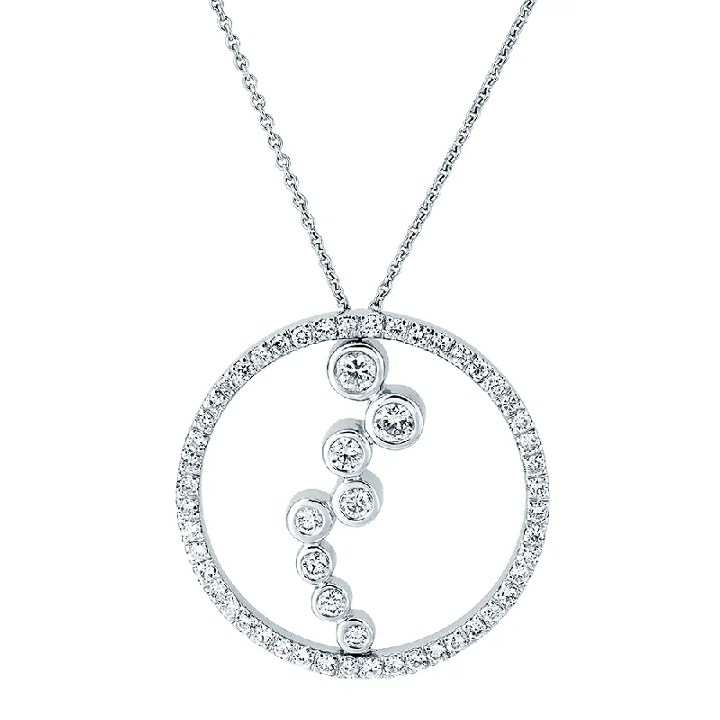 Personalized Silver Necklace with Initials-18ct White Gold Open Circle & Graduated Diamond Set Pendant