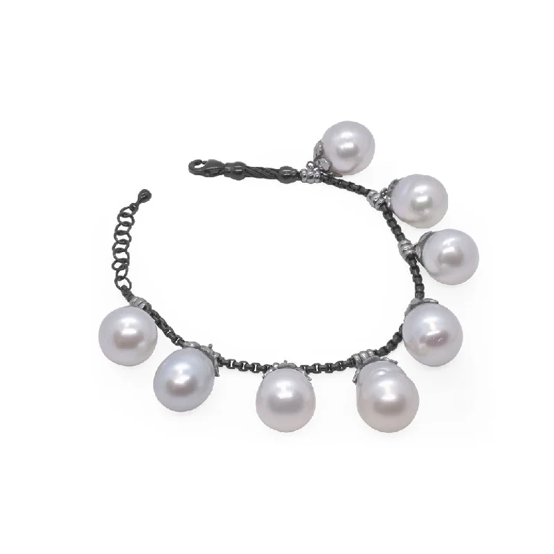 Elegant Silver Bracelet with Diamond Accents-Pearl Bracelet