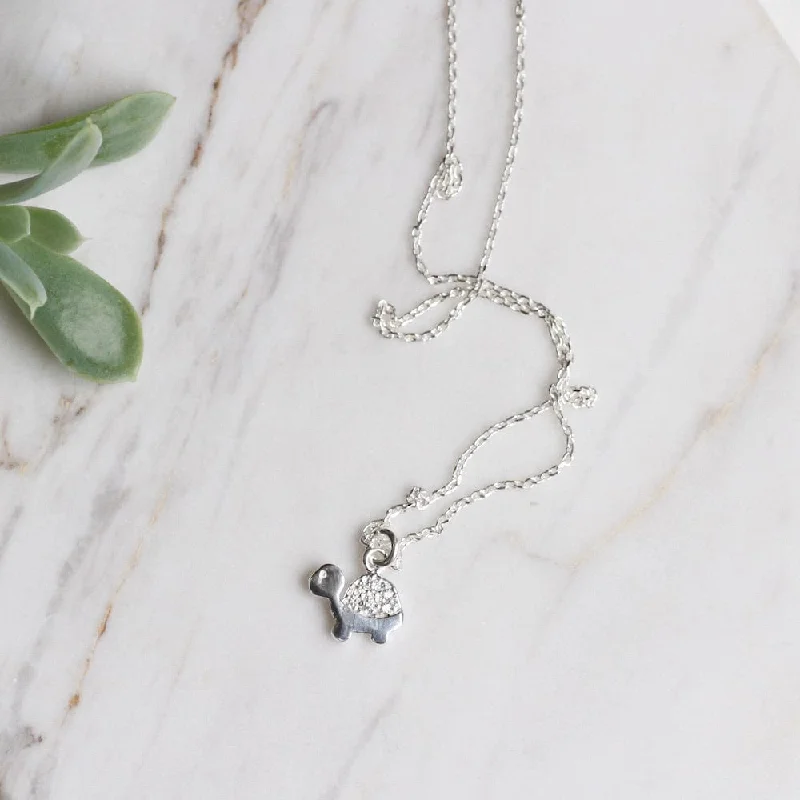 Personalized Family Necklace for Moms-Tiny Turtle Necklace