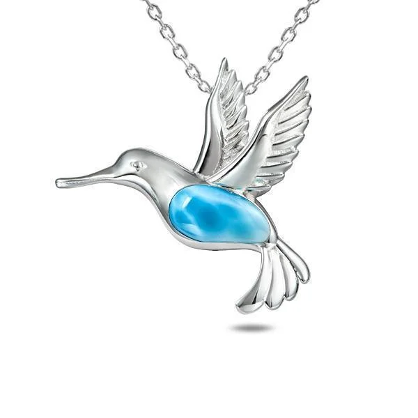 Trendy Crystal Necklace for Fashionistas-Larimar Hummingbird Pendant by Alamea